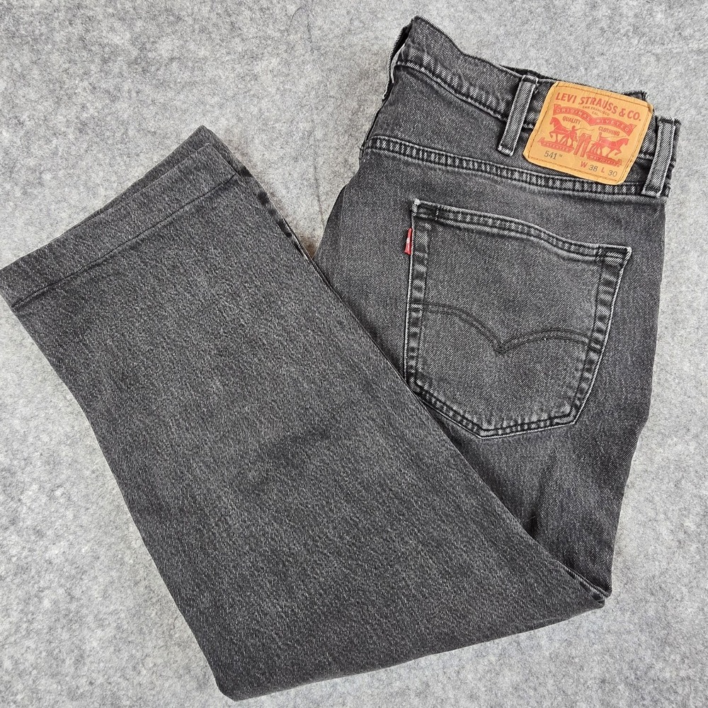 Levi's 541 Jeans Mens 38 Black Charcoal Wash Tapered Athletic Denim Pants